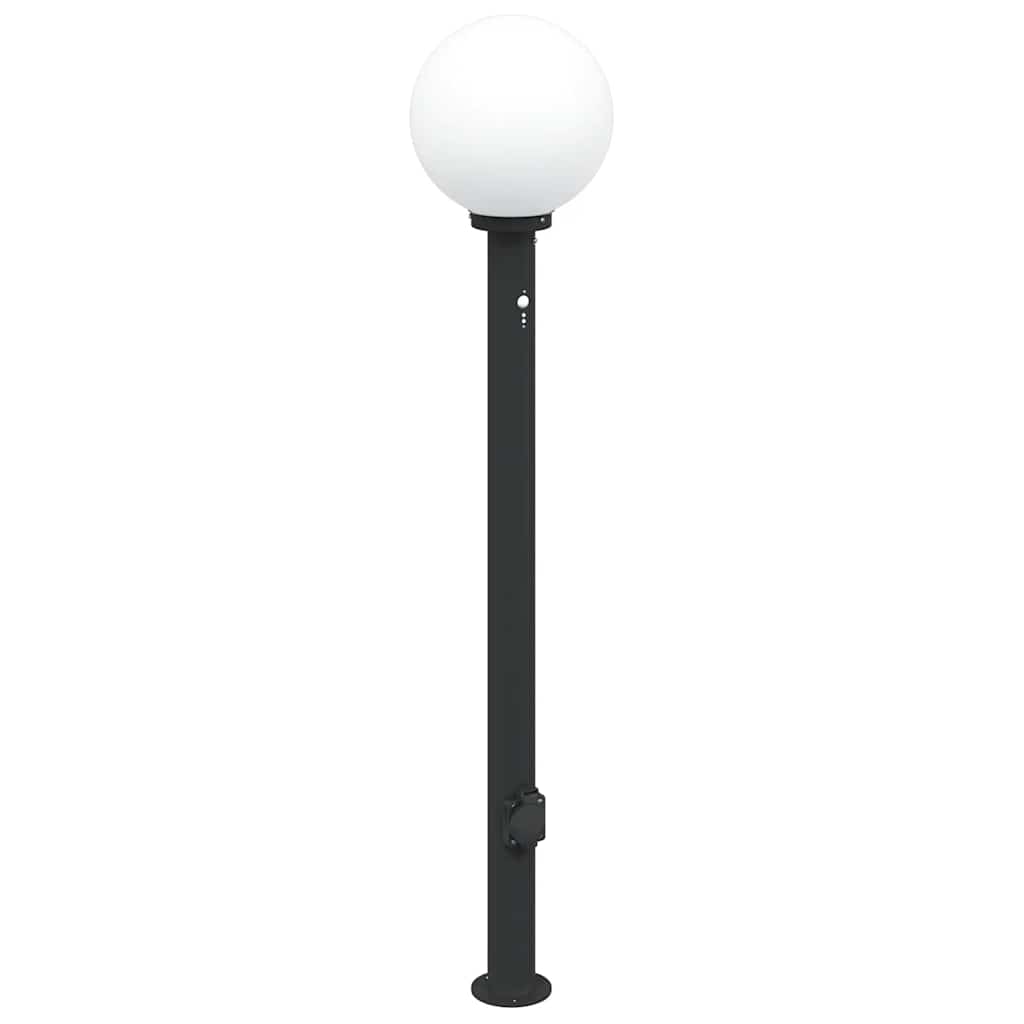 Pollerleuchte mit Sensor und Steckdose 120 cm Schwarz IP44