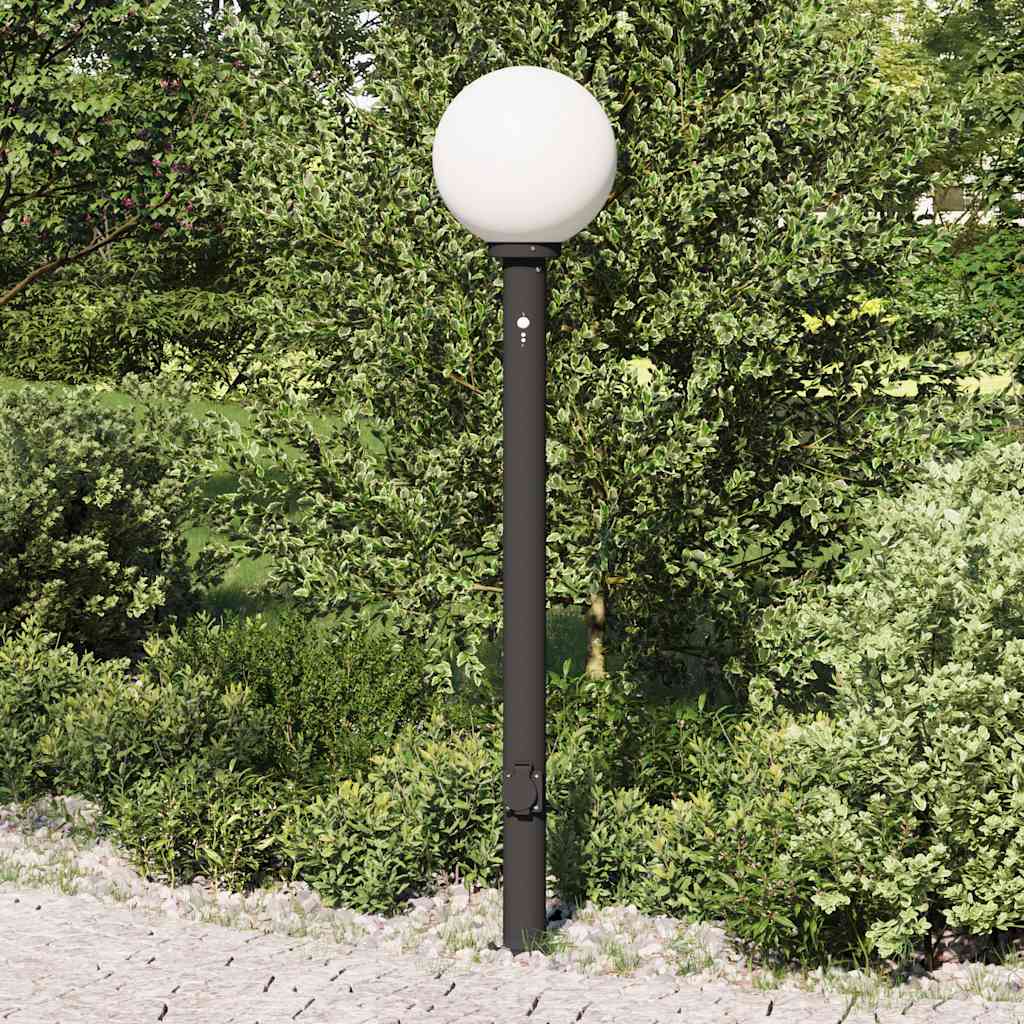 Pollerleuchte mit Sensor und Steckdose 120 cm Schwarz IP44