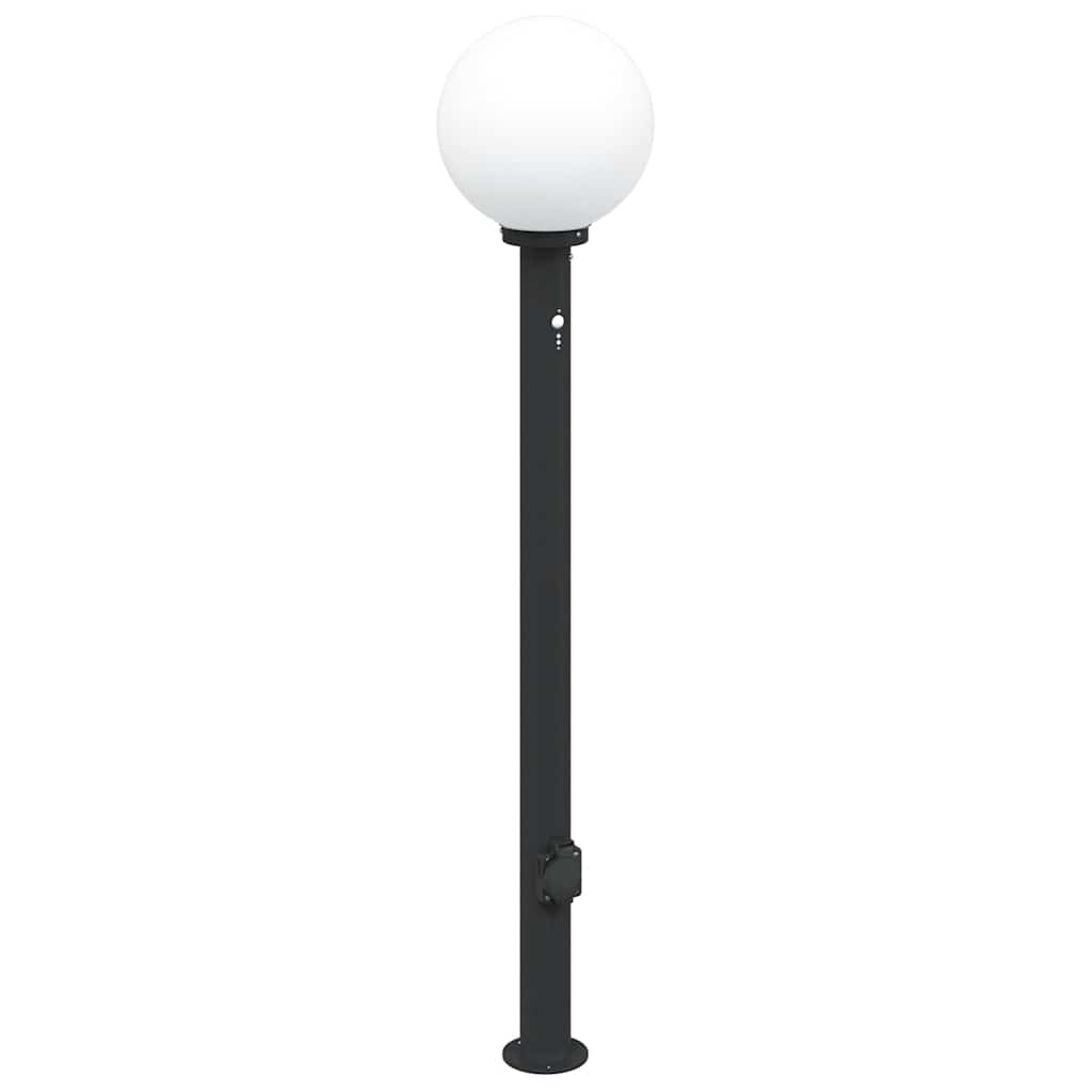 Pollerleuchten mit Sensor und Steckdose 3 Stk. 120 cm Schwarz IP44