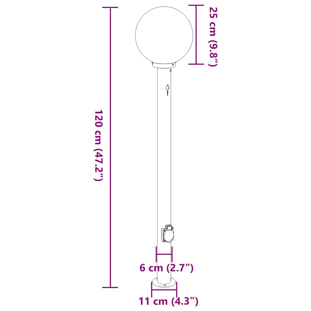 Pollerleuchten mit Sensor und Steckdose 3 Stk. 120 cm Schwarz IP44
