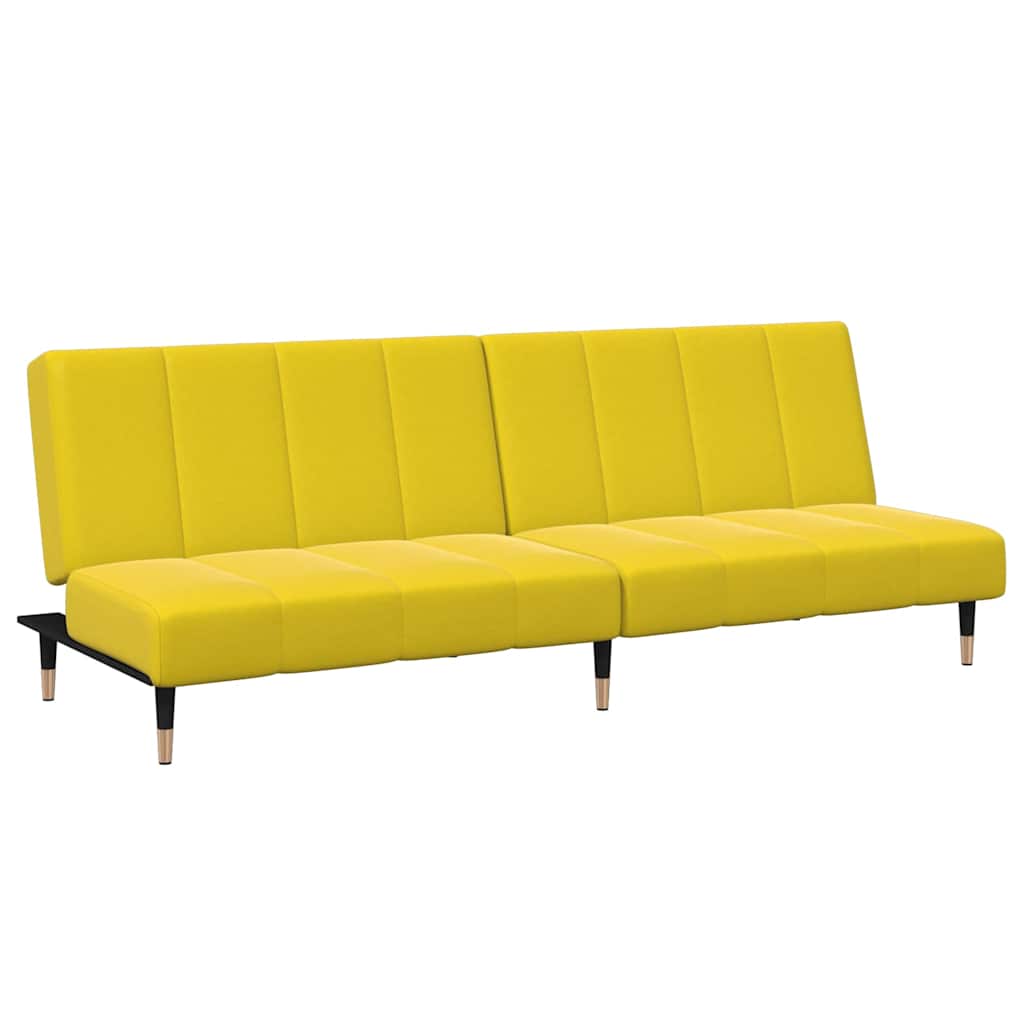 Schlafsofa 2-Sitzer mit Fußhocker Gelb Samt
