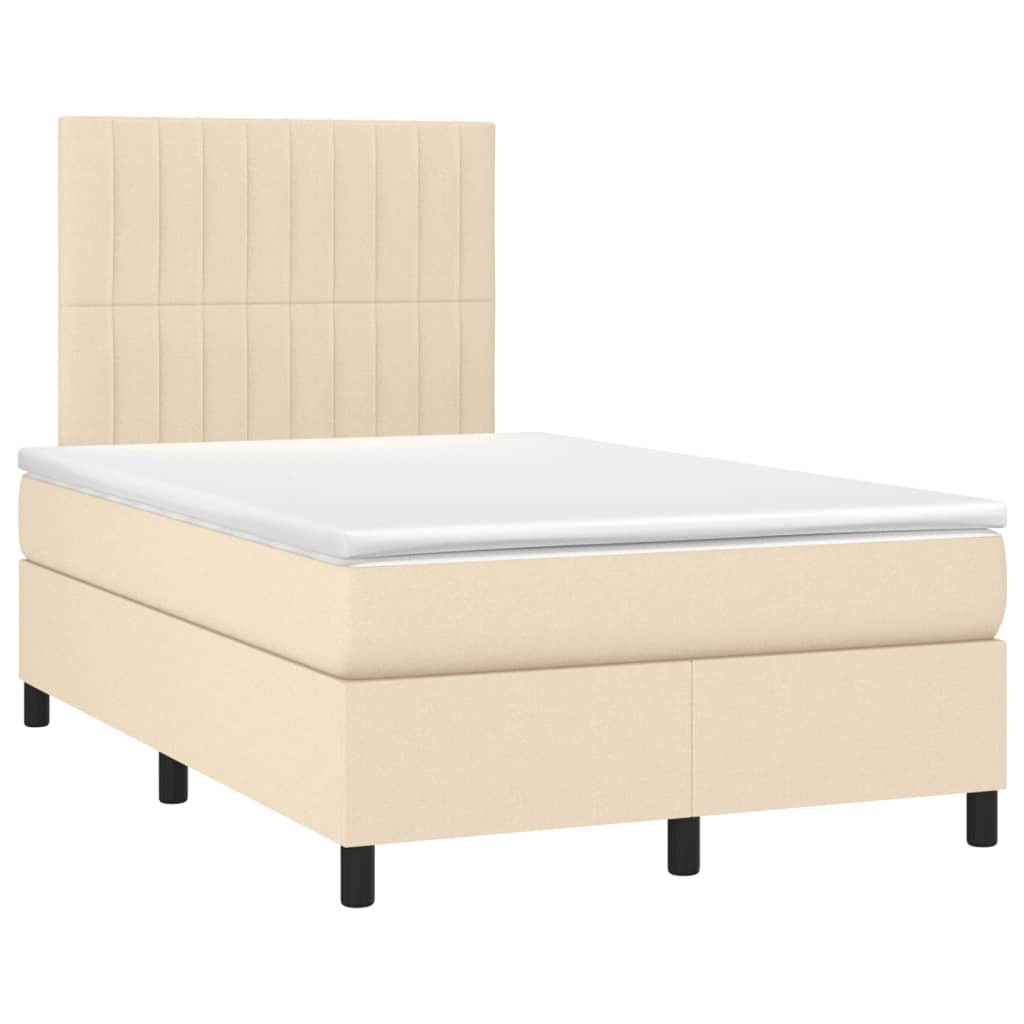 Boxspringbett mit Matratze & LED Creme 120x190 cm Stoff