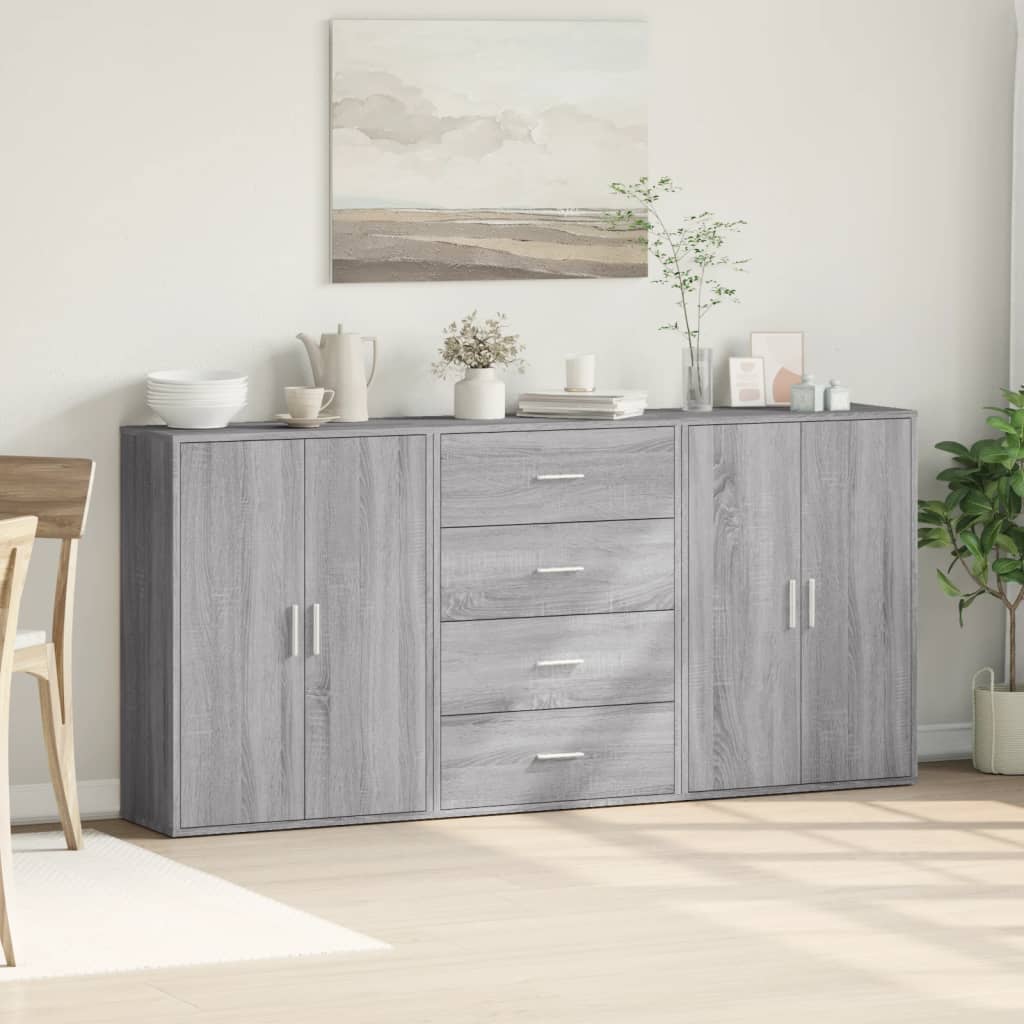 Sideboards 3 Stk. Grau Sonoma 60x31x84 cm Holzwerkstoff
