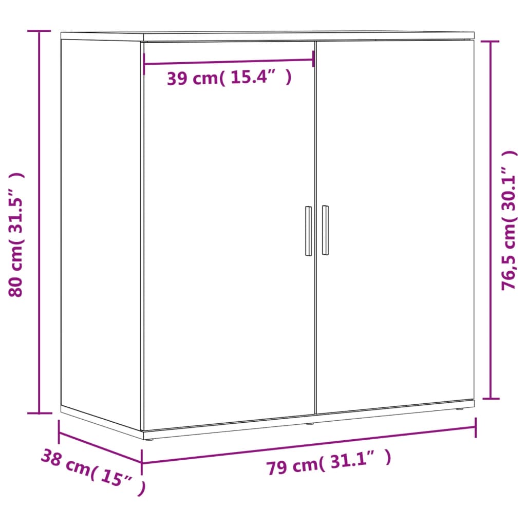 Sideboards 2 Stk. Schwarz 79x38x80 cm Holzwerkstoff