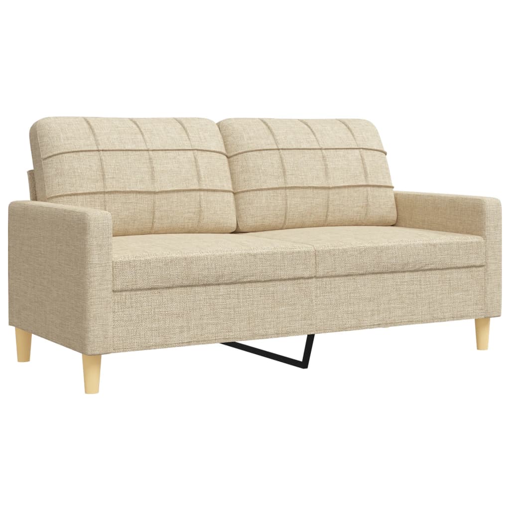 4-tlg. Sofagarnitur mit Fußhocker Creme Stoff