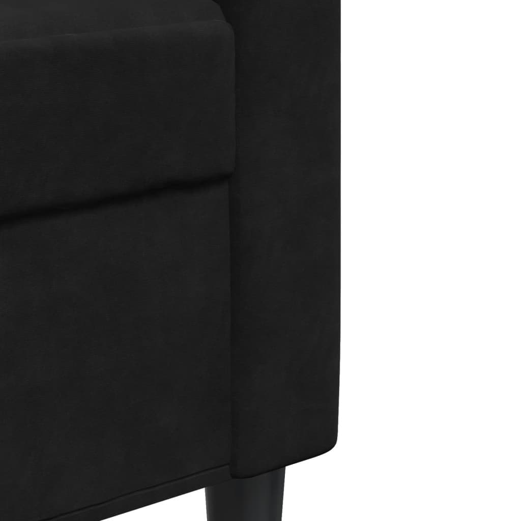 4-tlg. Sofagarnitur mit Kissen Schwarz Samt