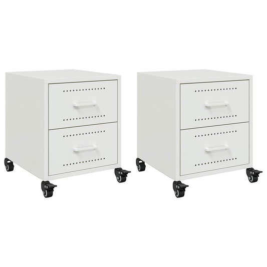 Nachttische 2 Stk. Weiß 36x39x43,5 cm Stahl