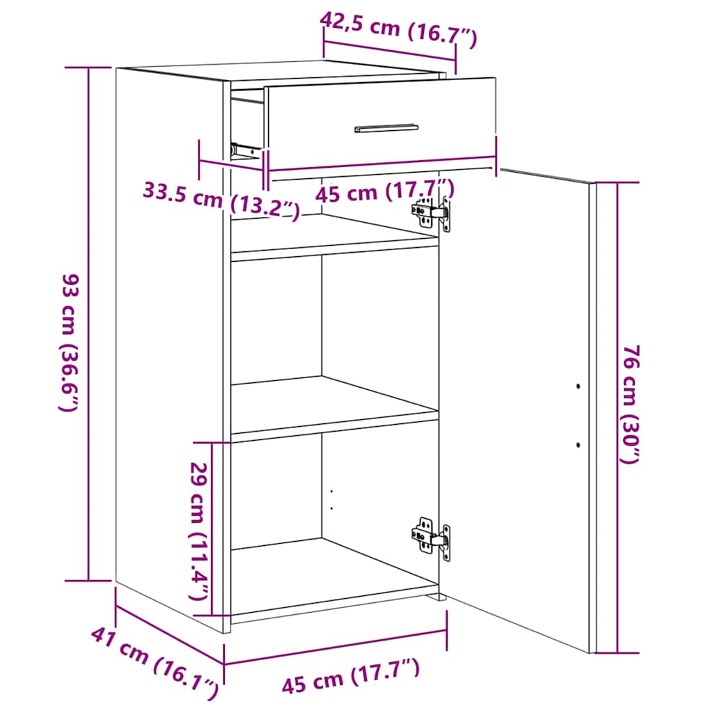 Sideboard Räuchereiche 45x42,5x93 cm Holzwerkstoff