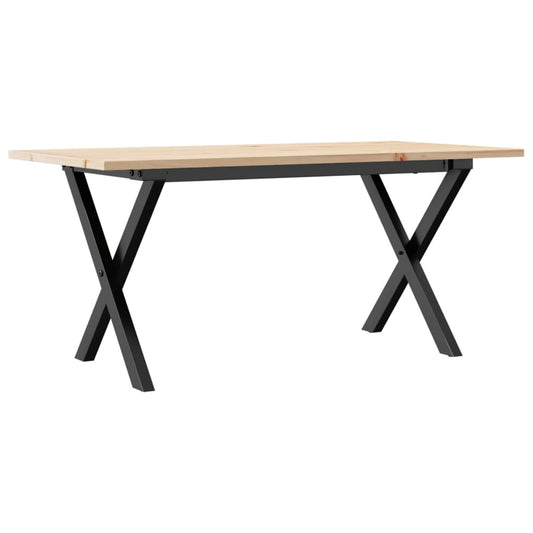 Couchtisch X-Gestell 90x40x45cm Massivholz Kiefer und Stahl