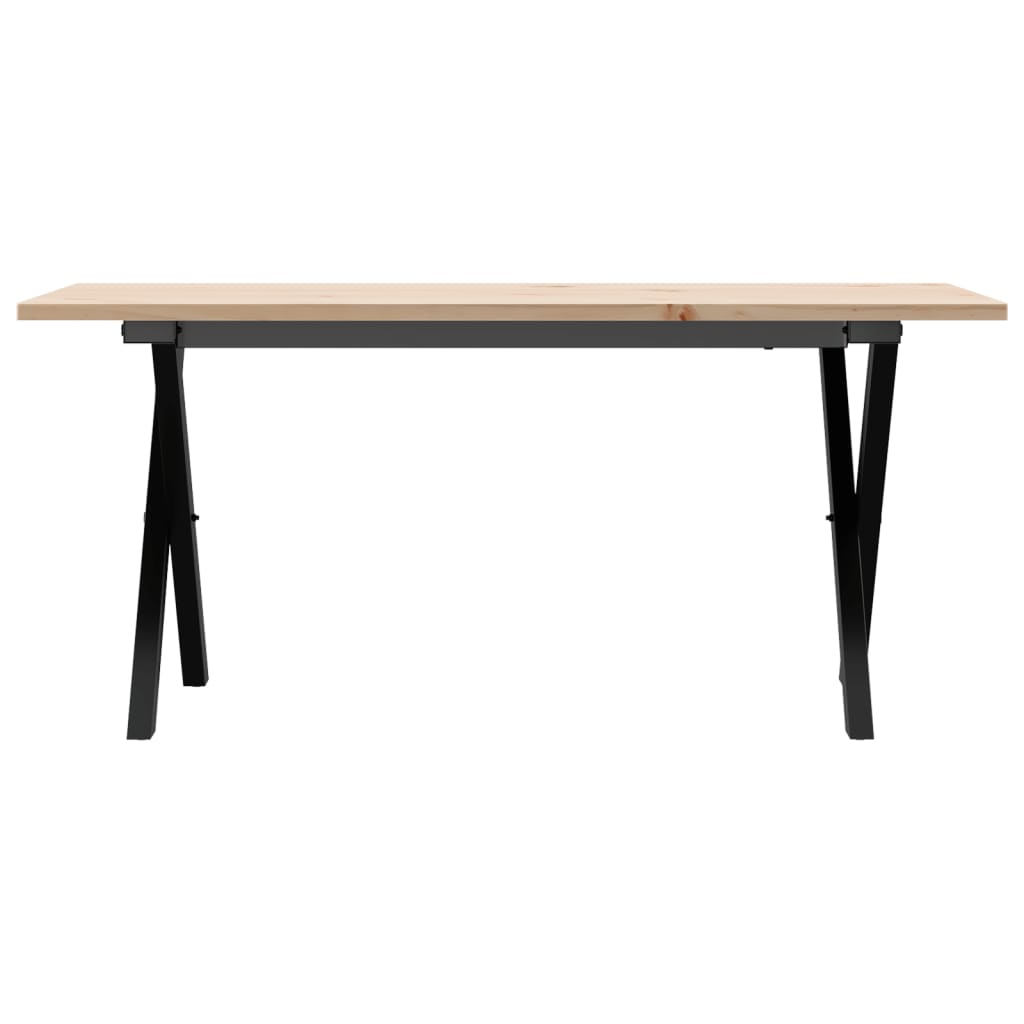 Couchtisch X-Gestell 90x40x45cm Massivholz Kiefer und Stahl