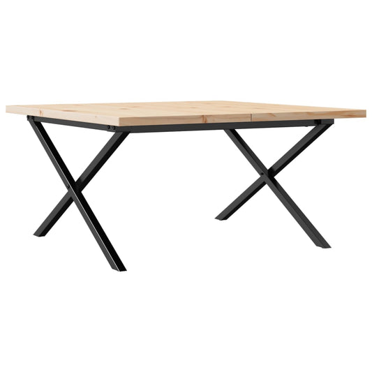 Couchtisch X-Gestell 80x80x45,5cm Massivholz Kiefer & Stahl