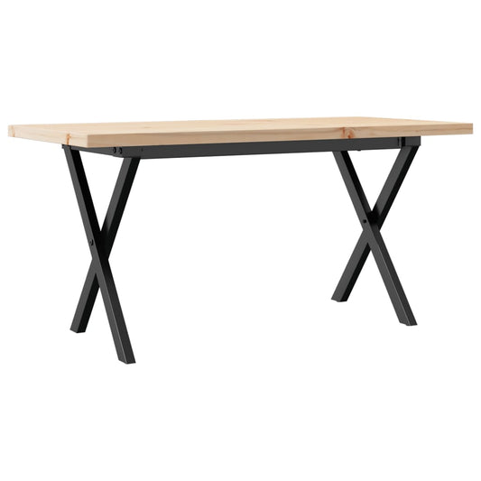 Couchtisch X-Gestell 90x40x45,5cm Massivholz Kiefer & Stahl