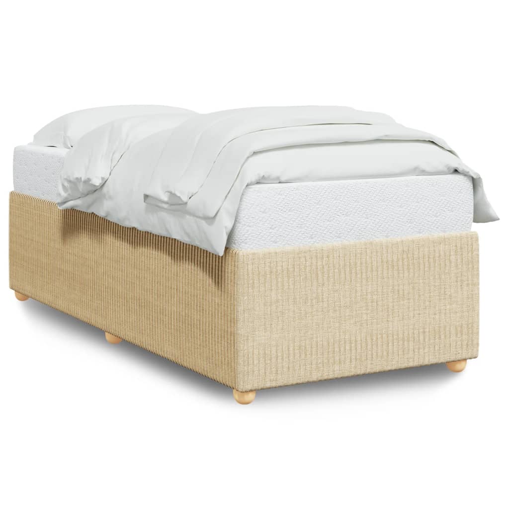 Bettgestell ohne Matratze Creme 100x200 cm Stoff