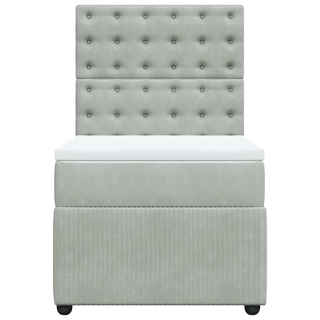 Boxspringbett mit Matratze Hellgrau 80x200 cm Samt