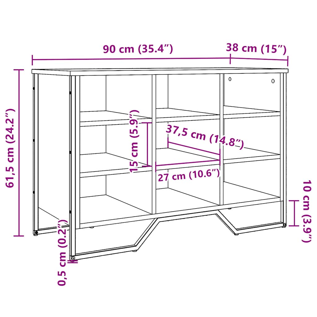 Schuhregal Schwarz 90x38x61,5 cm Holzwerkstoff