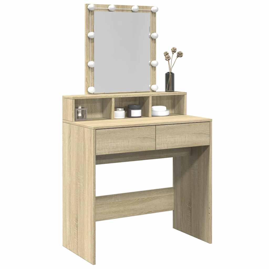 Schminktisch mit LED-Beleuchtung Sonoma-Eiche 80x41x144,5 cm