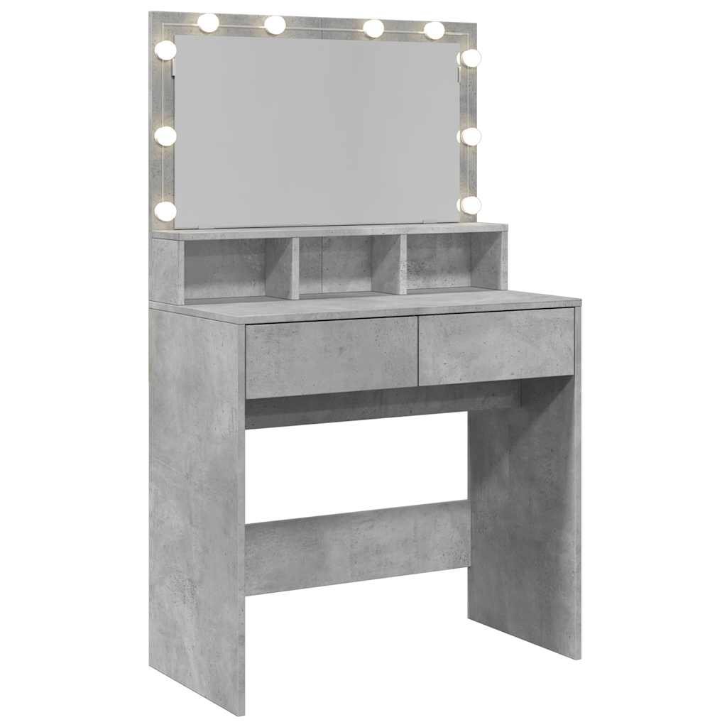 Schminktisch mit LED-Beleuchtung Betongrau 80x41x134,5 cm