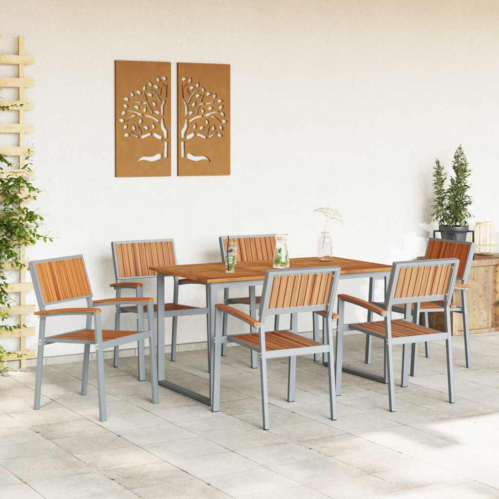 Garten Essgruppe 7 pcs Grau und Braun 140 x 80 x 75 cm