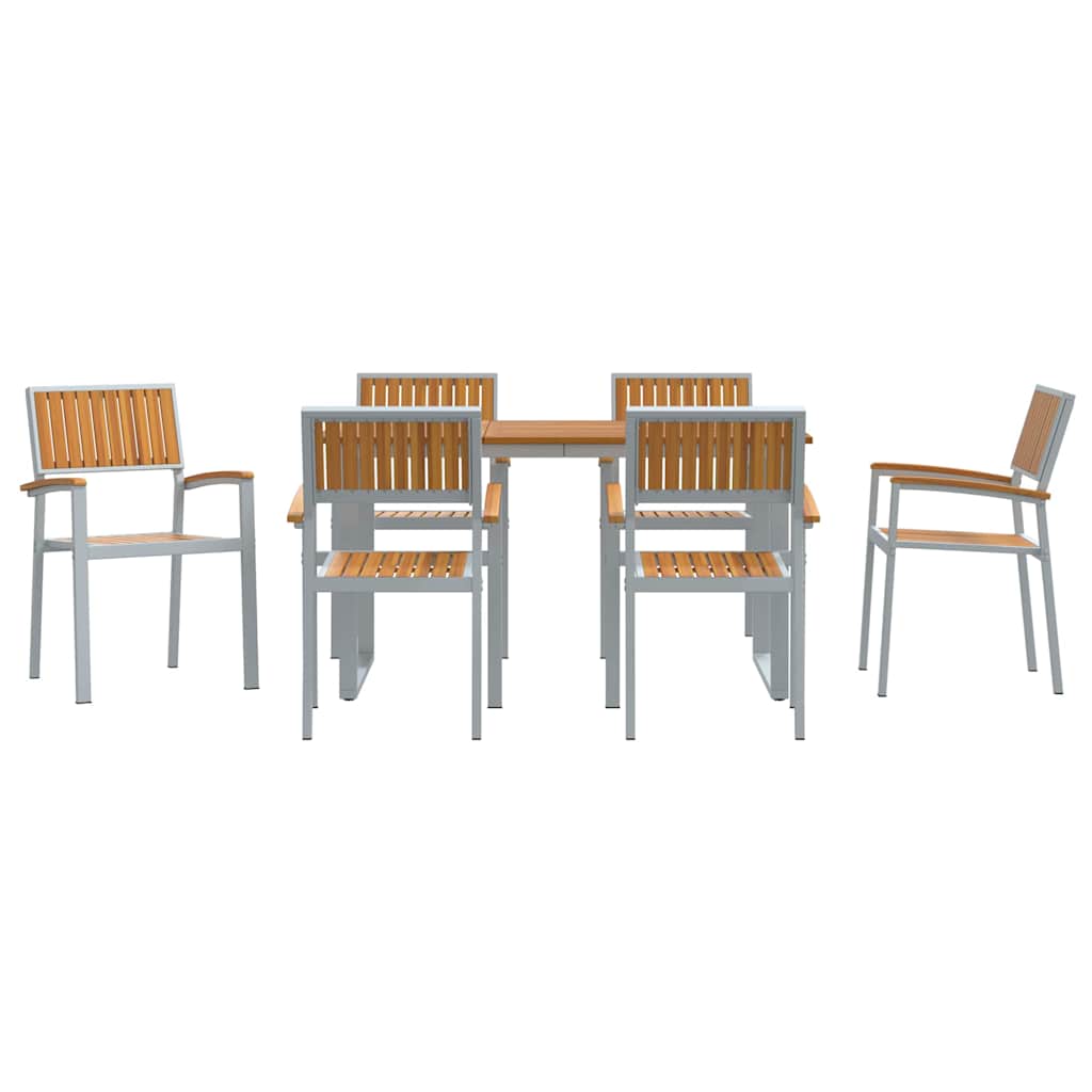 Garten Essgruppe 7 pcs Grau und Braun 140 x 80 x 75 cm