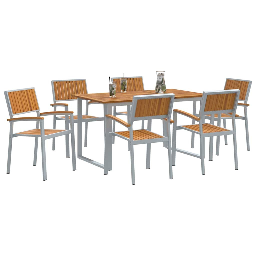 Garten Essgruppe 7 pcs Grau und Braun 140 x 80 x 75 cm