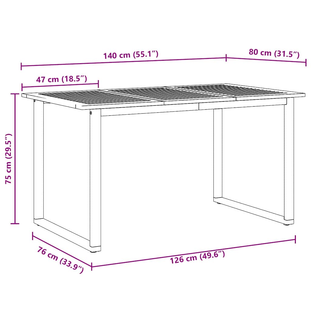 Garten Essgruppe 7 pcs Grau und Braun 140 x 80 x 75 cm