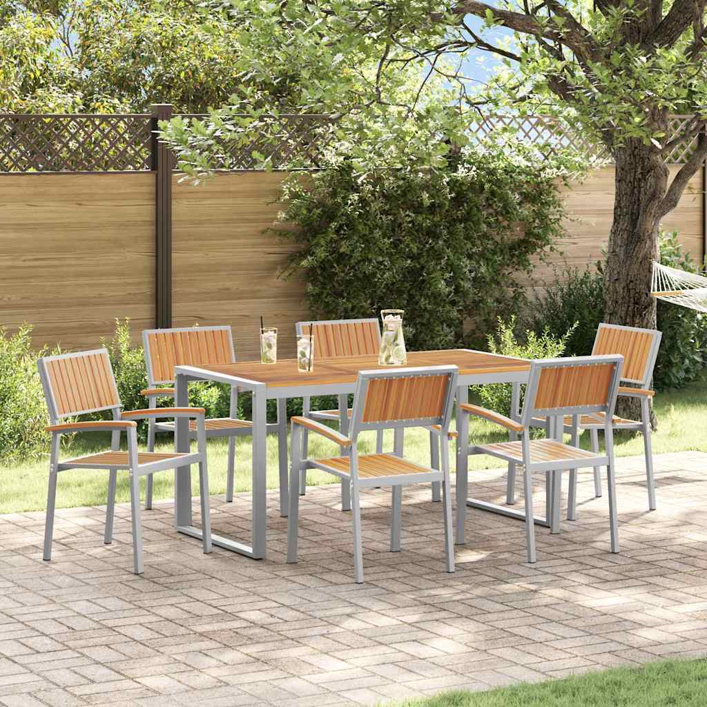 Garten Essgruppe 7 pcs Grau und Braun 160 x 80 x 75 cm
