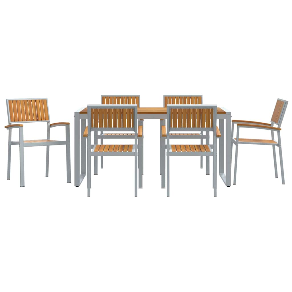 Garten Essgruppe 7 pcs Grau und Braun 160 x 80 x 75 cm