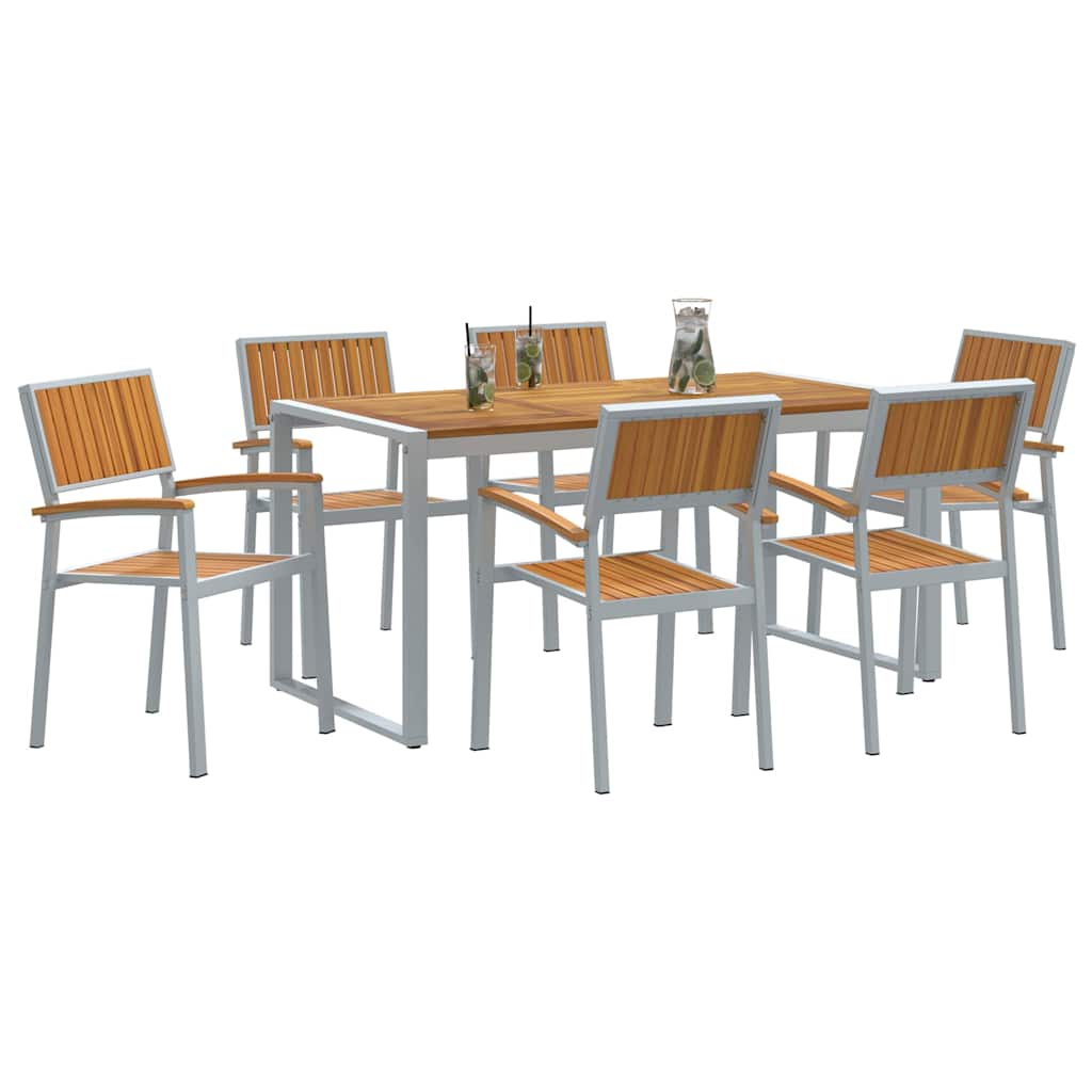 Garten Essgruppe 7 pcs Grau und Braun 160 x 80 x 75 cm