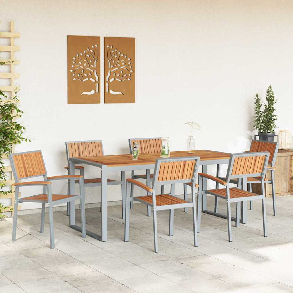 Garten Essgruppe 7 pcs Grau und Braun 180 x 90 x 75 cm