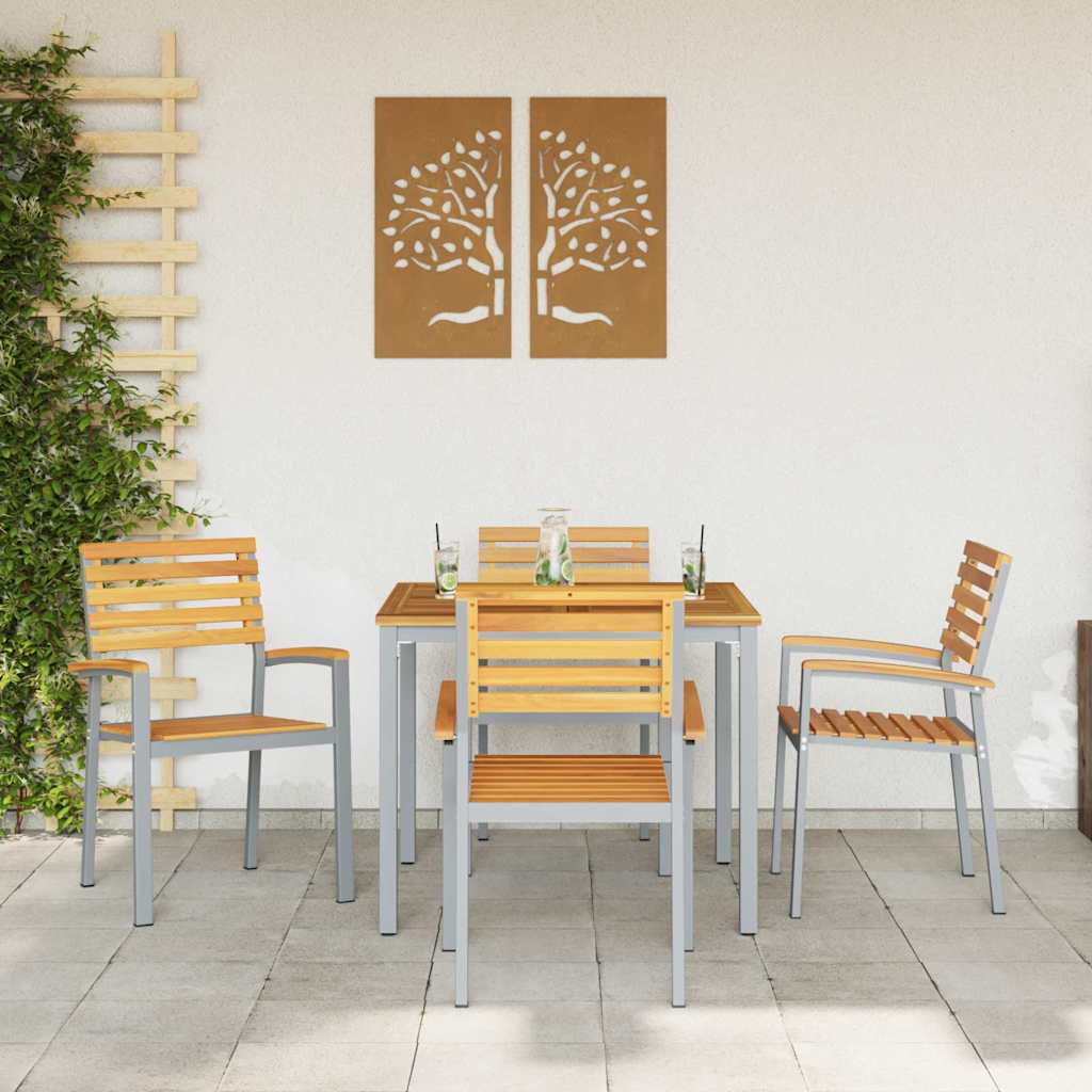 Garten Essgruppe 5 pcs Grau und Braun 90 x 90 x 75 cm