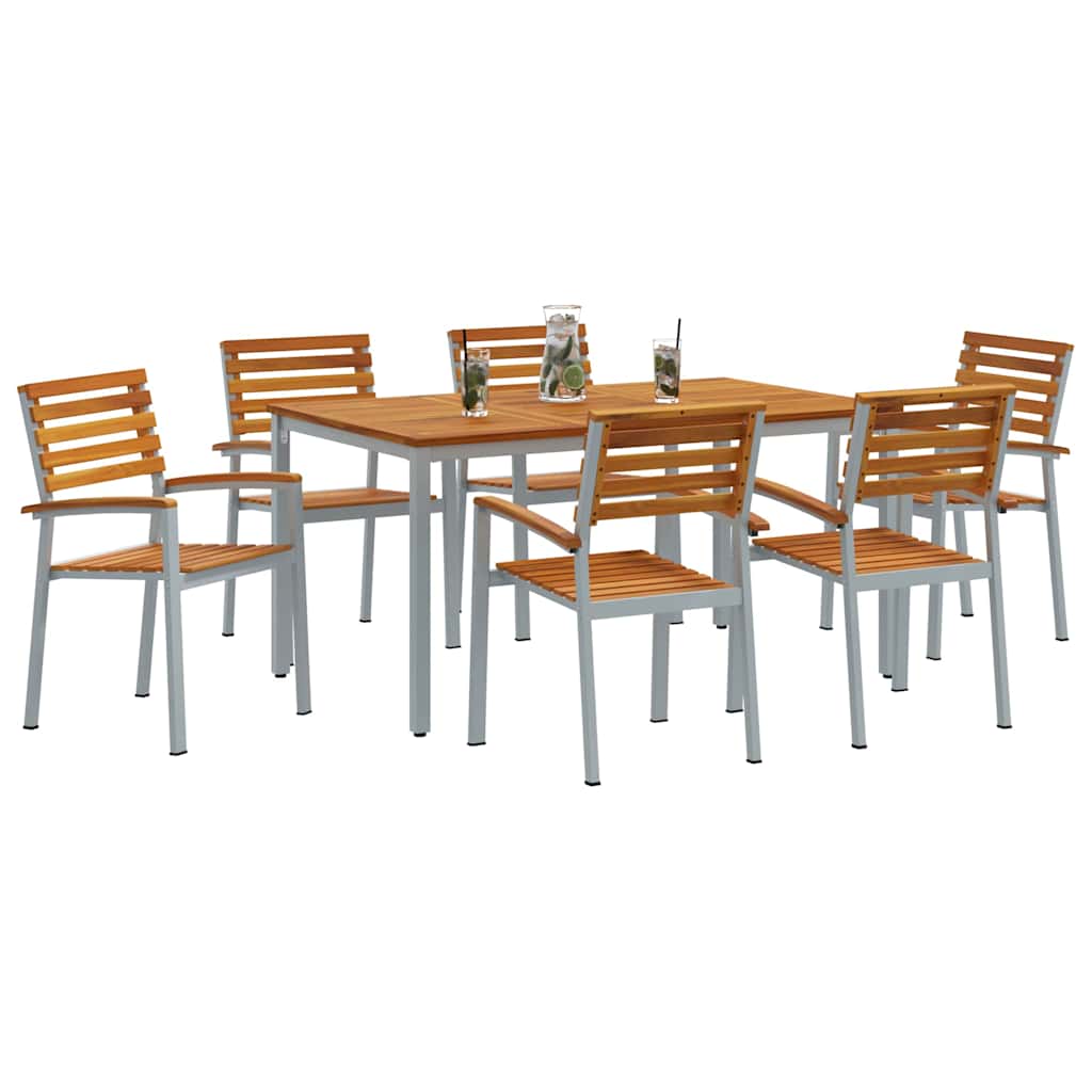 Garten Essgruppe 7 pcs Grau und Braun 150 x 90 x 75 cm
