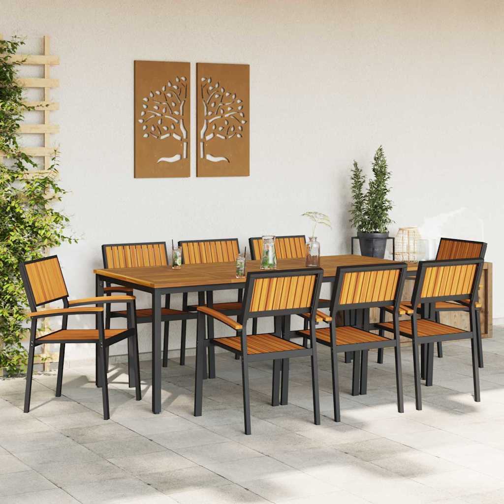 Garten Essgruppe 9 pcs Schwarz und Braun 200 x 90 x 75 cm