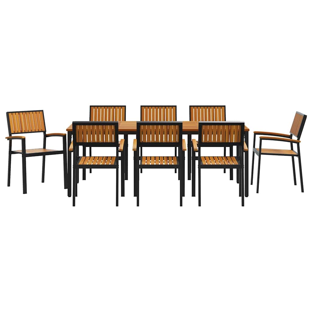 Garten Essgruppe 9 pcs Schwarz und Braun 200 x 90 x 75 cm