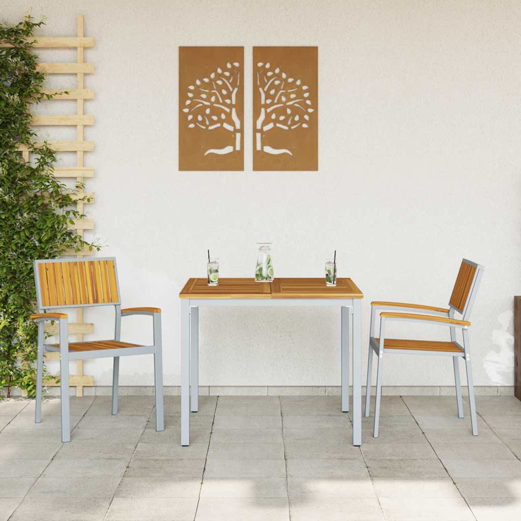 Garten Essgruppe 3 pcs Grau und Braun 90 x 90 x 75 cm