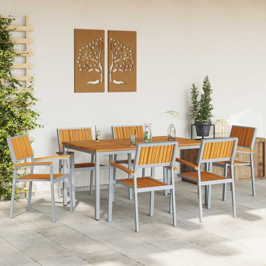 Garten Essgruppe 7 pcs Grau und Braun 150 x 90 x 75 cm