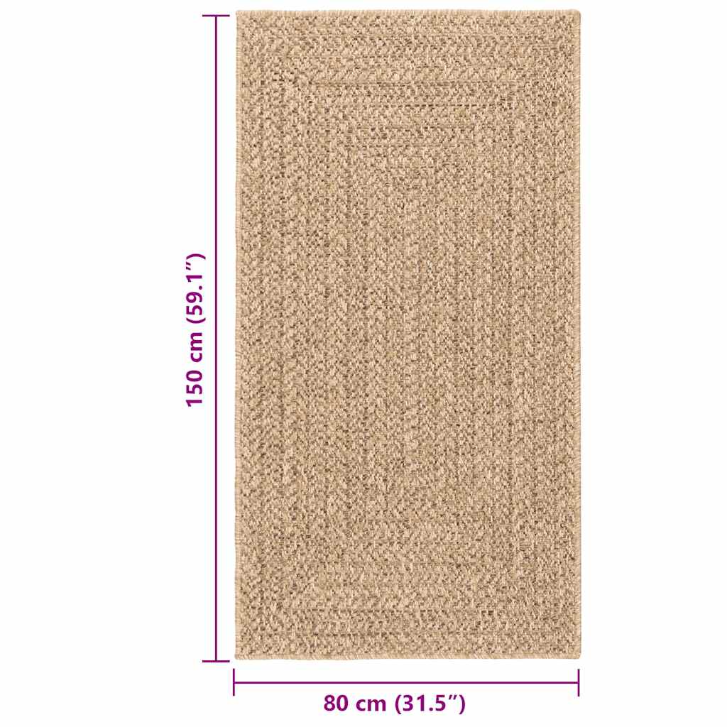 Teppich ZIZUR Beige 80x150 cm Jute-Optik Indoor und Outdoor