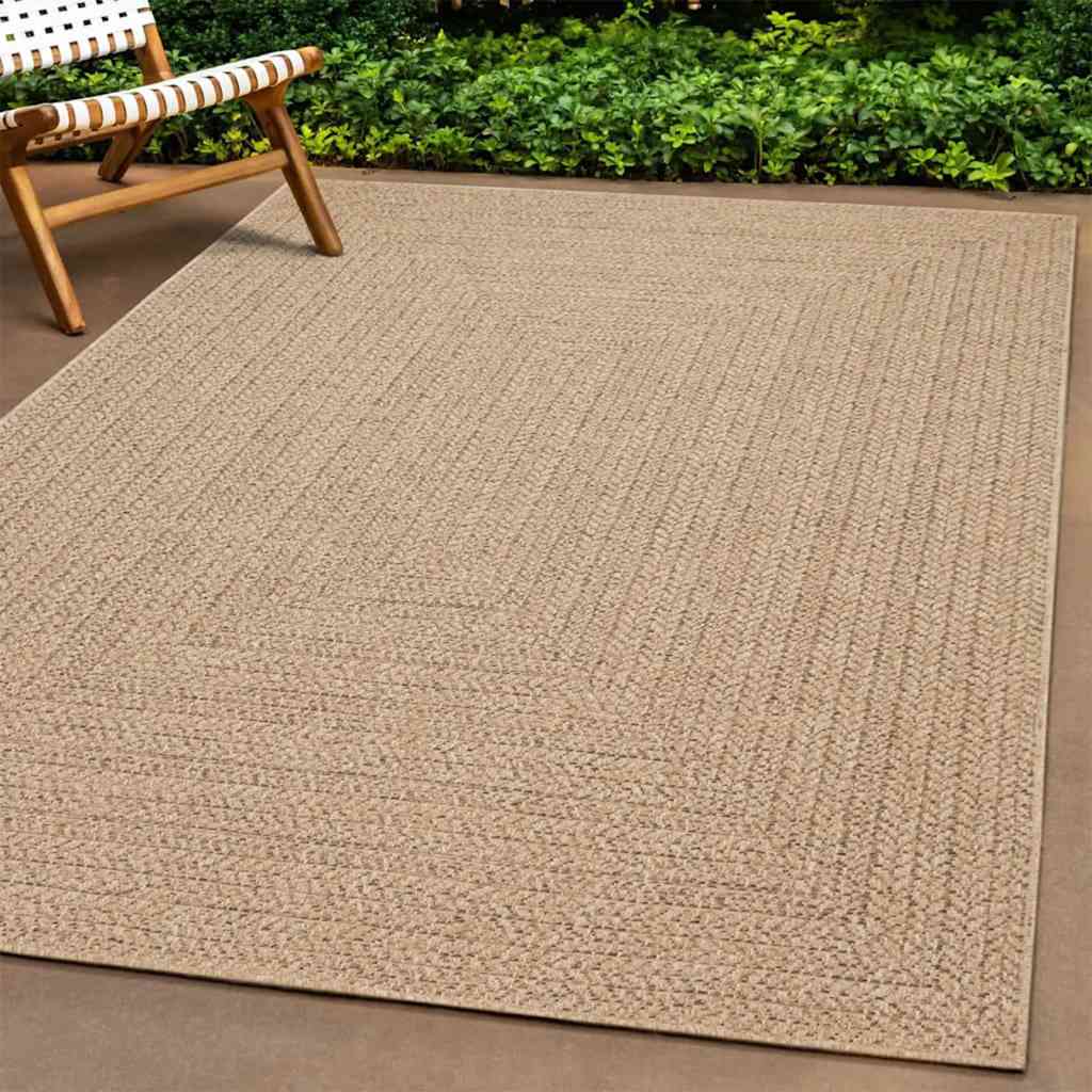 Teppich ZIZUR Beige 240x240 cm Jute-Optik Indoor und Outdoor