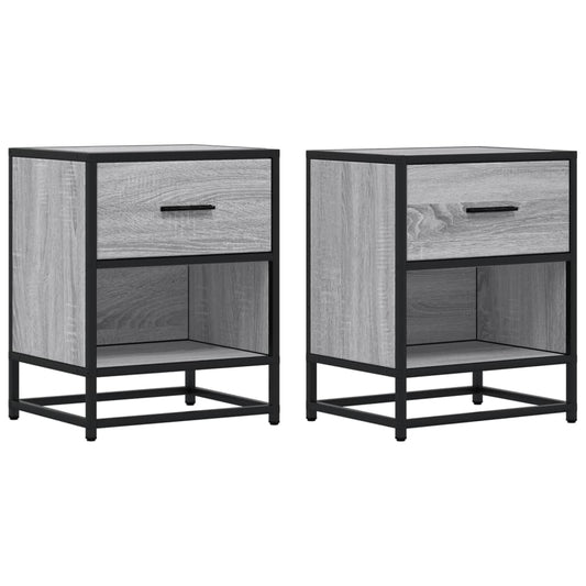 Nachttische 2 Stk. Grau Sonoma 40x31x50 cm Holzwerkstoff