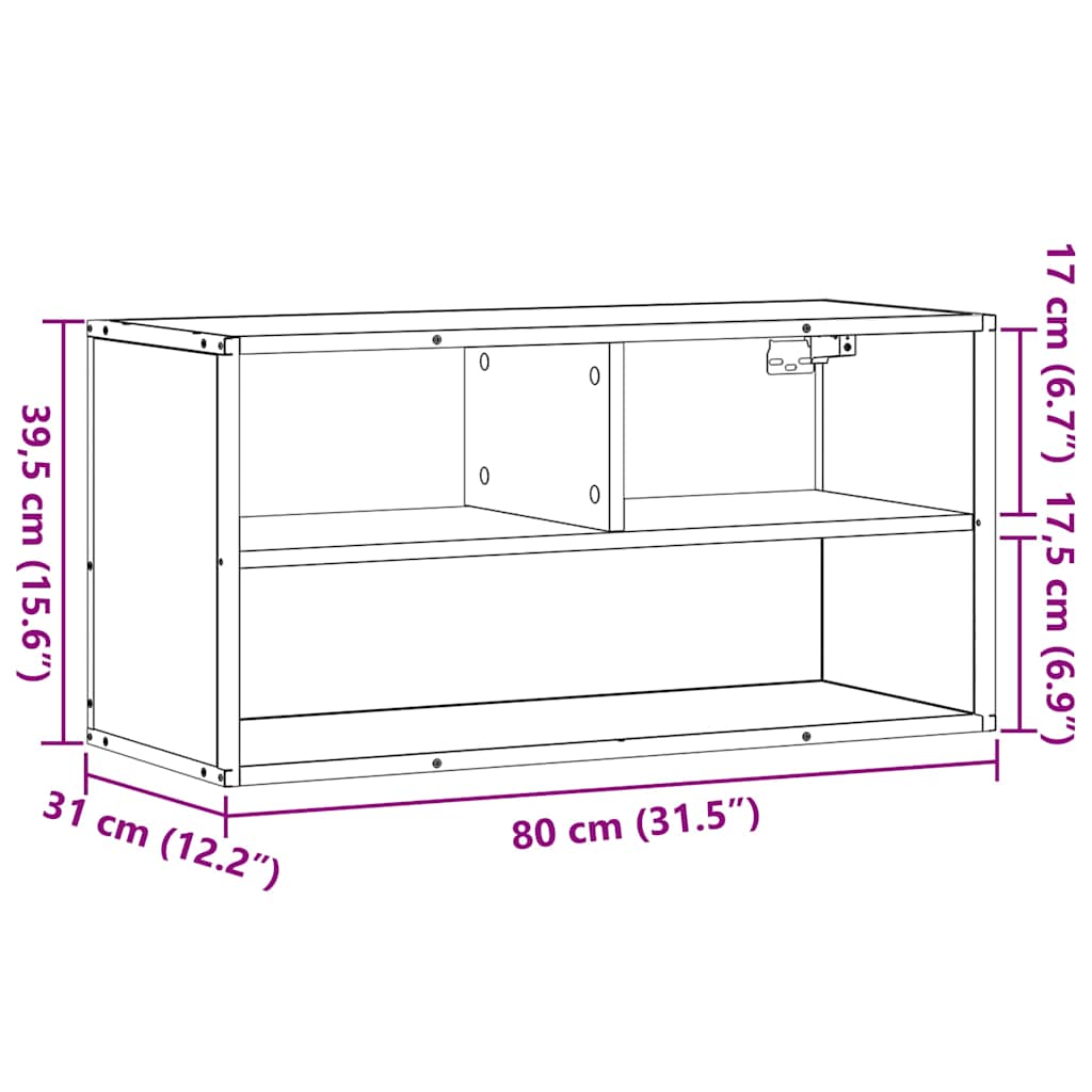 TV-Schrank Sonoma-Eiche 80x31x39,5 cm Holzwerkstoff und Metall