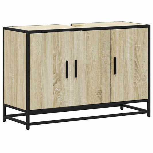 Badezimmer-Waschbeckenschrank Sonoma-Eiche 90 x 33 x 60 cm Holzwerkstoff