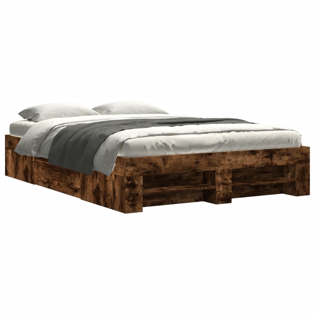 Bettgestell ohne Matratze Räuchereiche 140x190 cm Holzwerkstoff