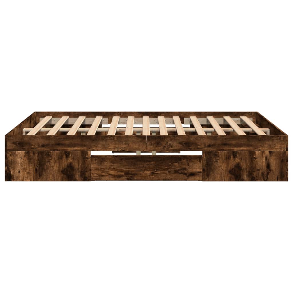 Bettgestell ohne Matratze Räuchereiche 140x190 cm Holzwerkstoff