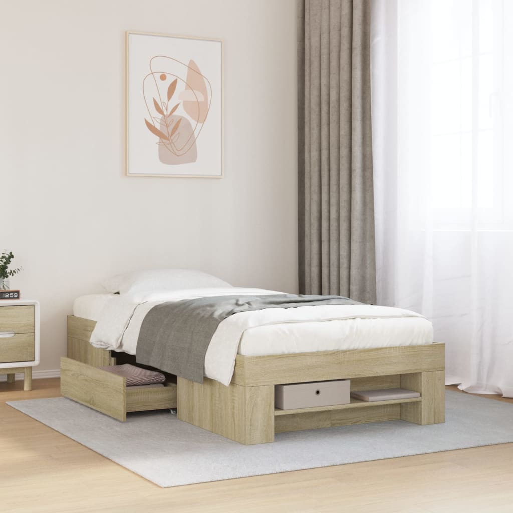 Bettgestell ohne Matratze Sonoma-Eiche 90x190 cm Holzwerkstoff