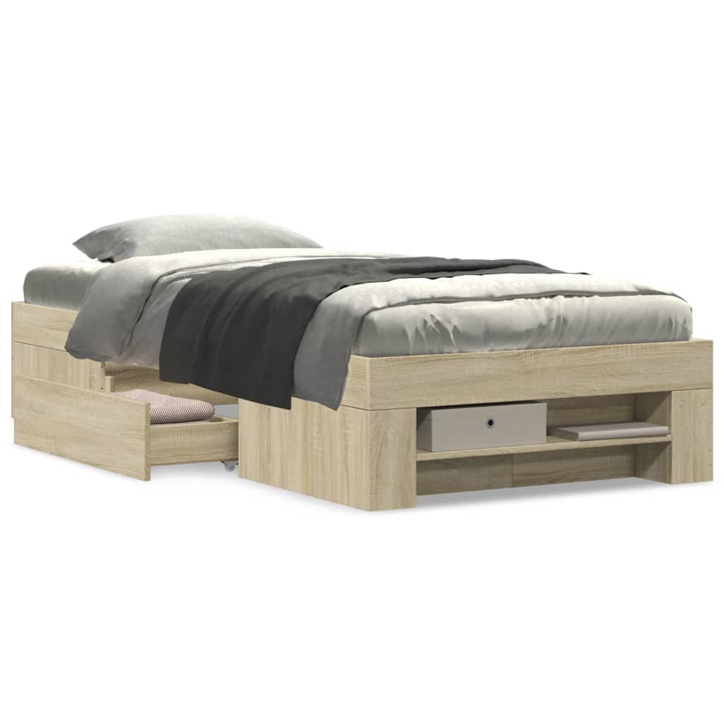Bettgestell ohne Matratze Sonoma-Eiche 90x190 cm Holzwerkstoff