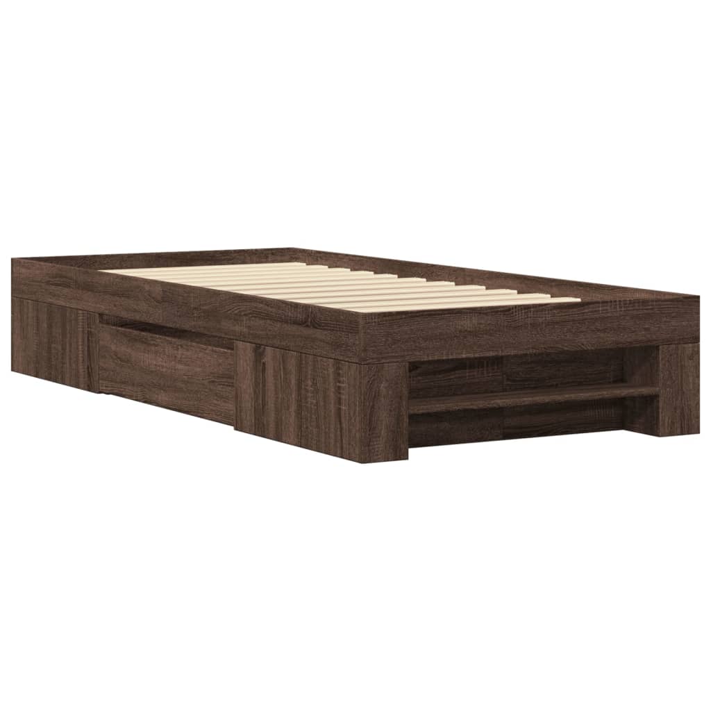 Bettgestell ohne Matratze Braun Eiche 75x190 cm Holzwerkstoff
