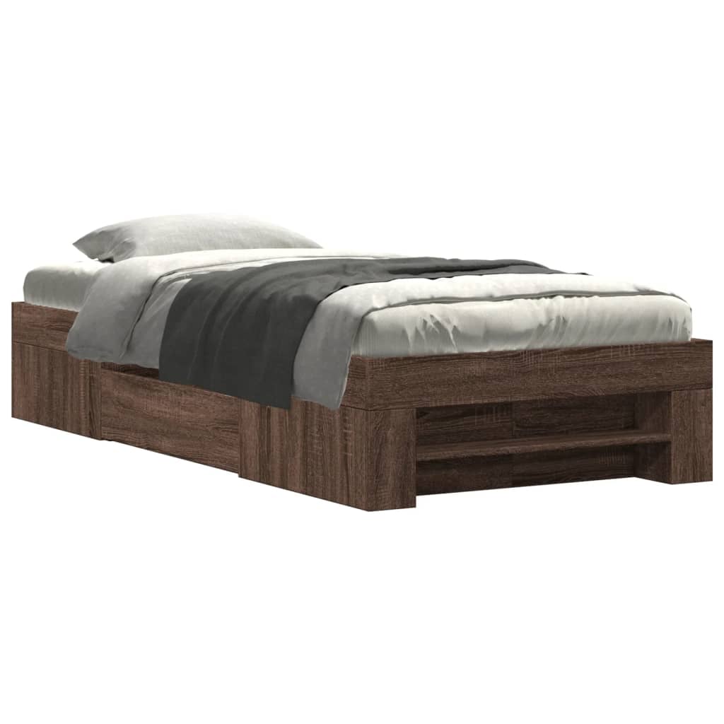 Bettgestell ohne Matratze Braun Eiche 75x190 cm Holzwerkstoff