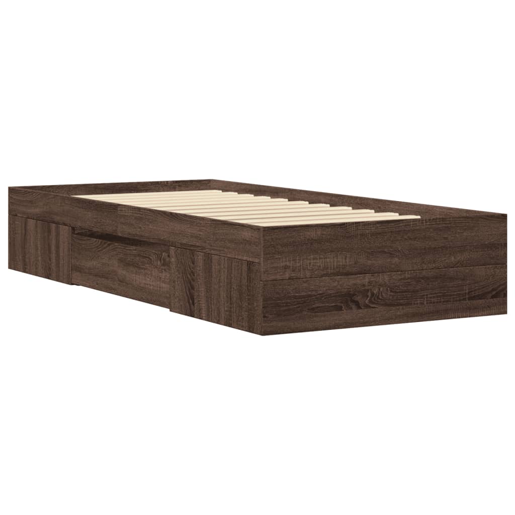 Bettgestell ohne Matratze Braun Eiche 75x190 cm Holzwerkstoff