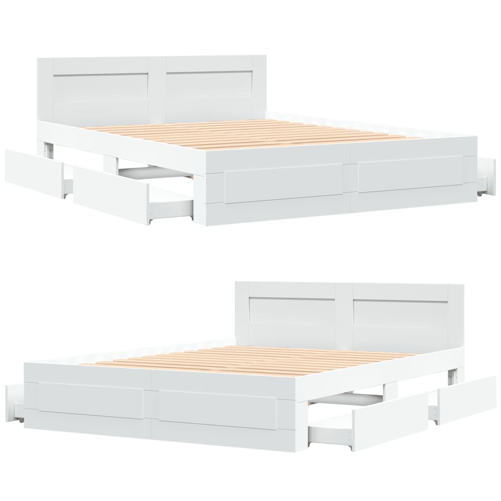 Bettgestell mit Kopfteil ohne Matratze Weiß 150x200 cm