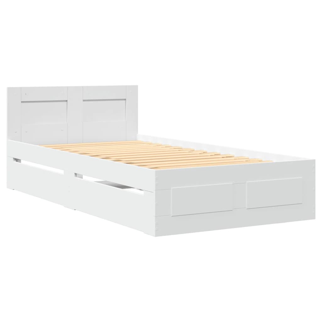 Bettgestell mit Kopfteil ohne Matratze Weiß 75x190 cm