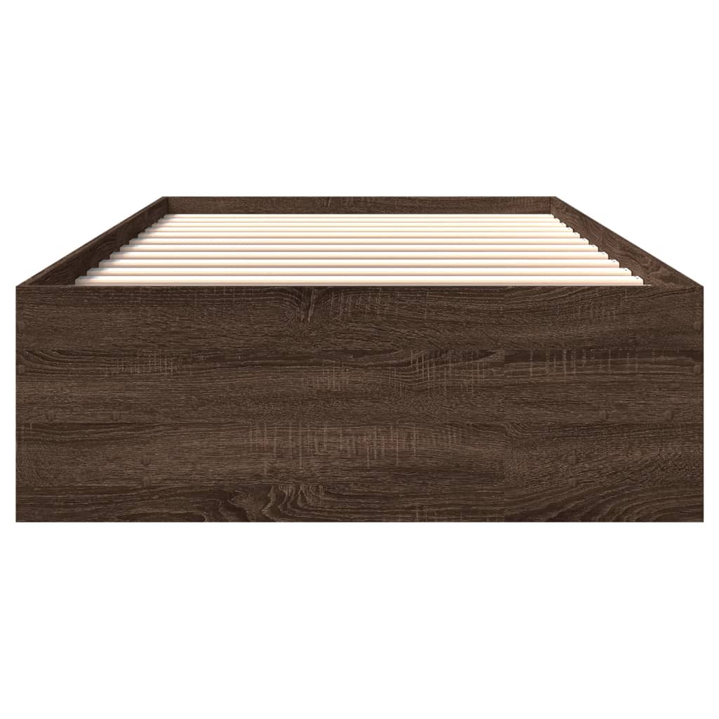 Bettgestell ohne Matratze Braun Eiche 100x200 cm Holzwerkstoff